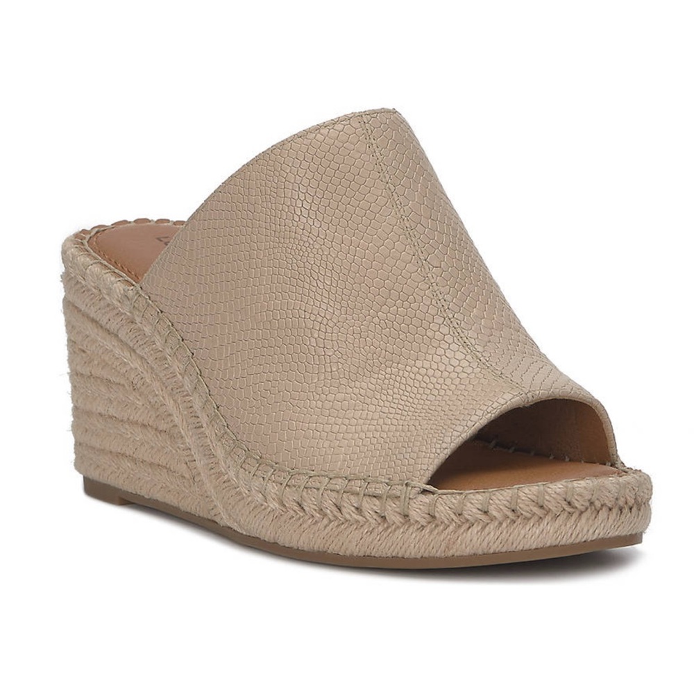 Lucky Brand Women’s Leather Cabriah Wedge Sandals Lt Beige Tan Sz 8